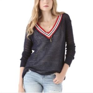 Free People Crochet Varsity Sweater